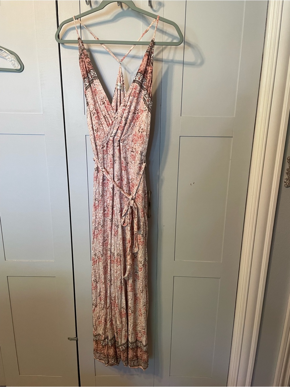 Mahina Pink Floral Maxi Jumpsuit with Strappy Back